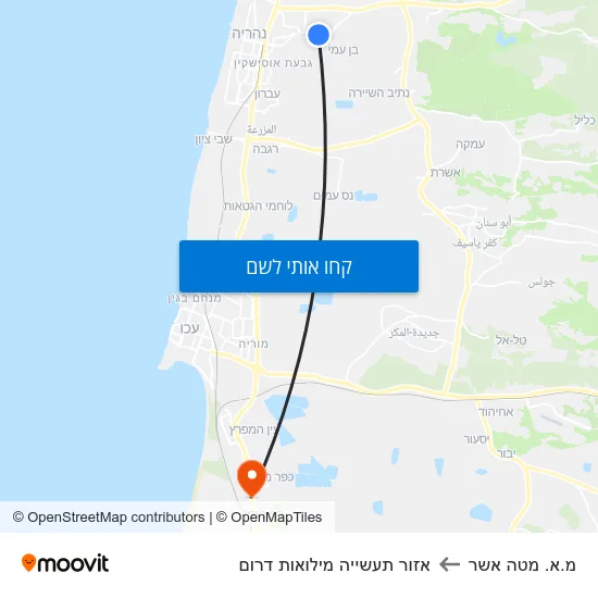 מפת מ.א. מטה אשר לאזור תעשייה מילואות דרום