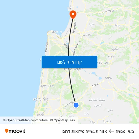 מפת מ.א. מנשה לאזור תעשייה מילואות דרום