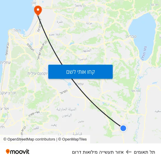 מפת תל תאומים לאזור תעשייה מילואות דרום