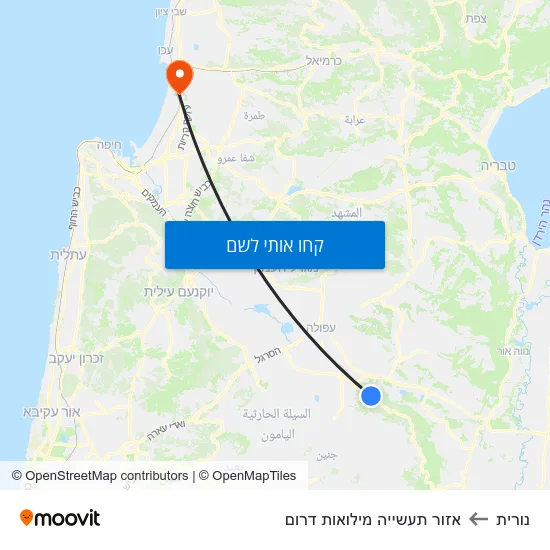 מפת נורית לאזור תעשייה מילואות דרום
