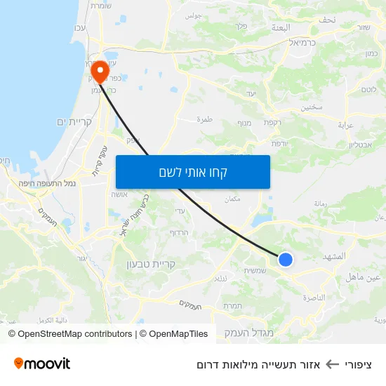מפת ציפורי לאזור תעשייה מילואות דרום
