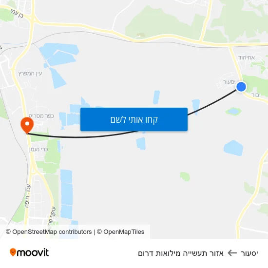 מפת יסעור לאזור תעשייה מילואות דרום