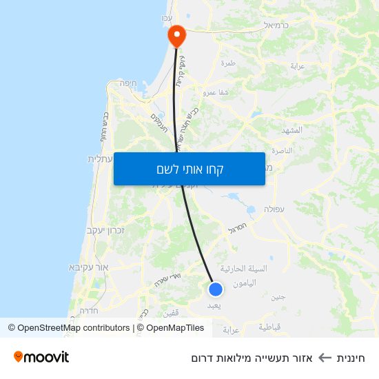 מפת חיננית לאזור תעשייה מילואות דרום