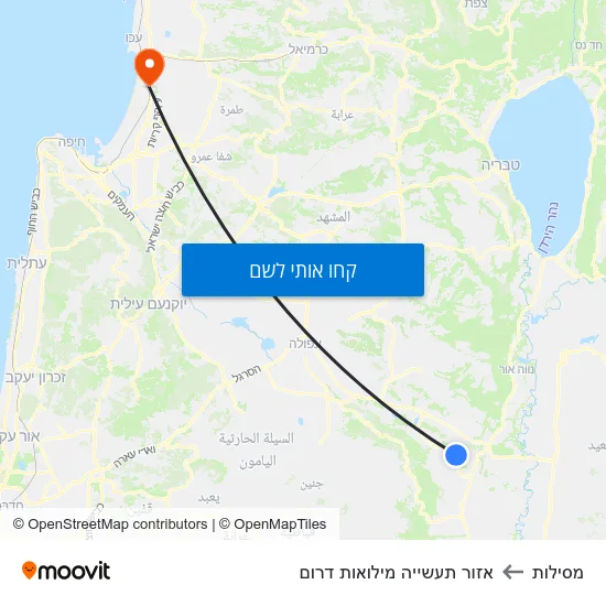 מפת מסילות לאזור תעשייה מילואות דרום