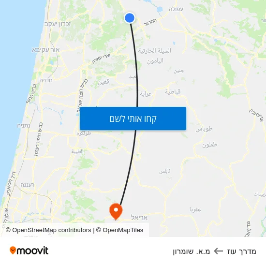 מפת מדרך עוז למ.א. שומרון