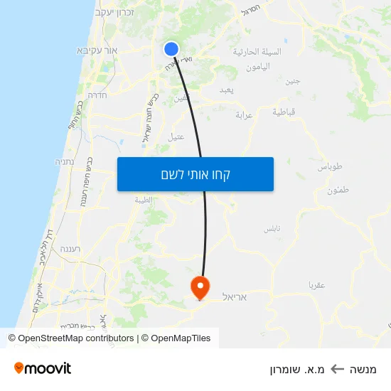 מפת מנשה למ.א. שומרון