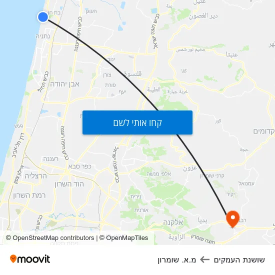 מפת שושנת העמקים למ.א. שומרון