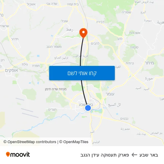 מפת באר שבע לפארק תעסוקה עידן הנגב