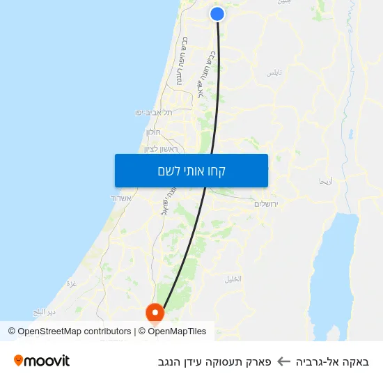 מפת באקה אל-גרביה לפארק תעסוקה עידן הנגב