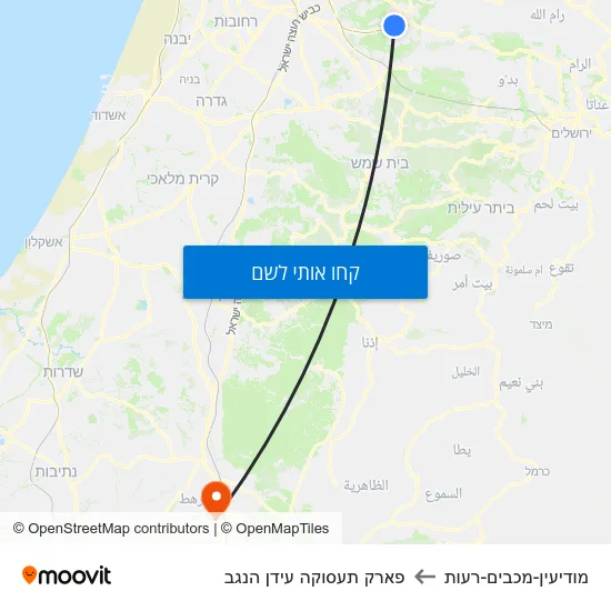 מפת מודיעין-מכבים-רעות לפארק תעסוקה עידן הנגב