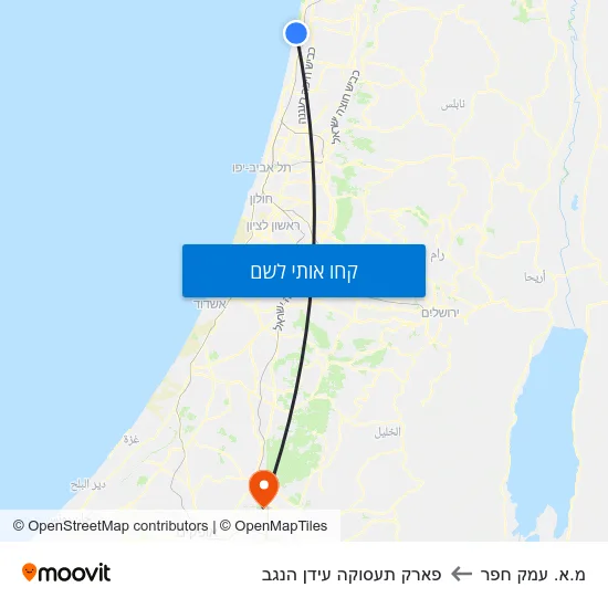 מפת מ.א. עמק חפר לפארק תעסוקה עידן הנגב