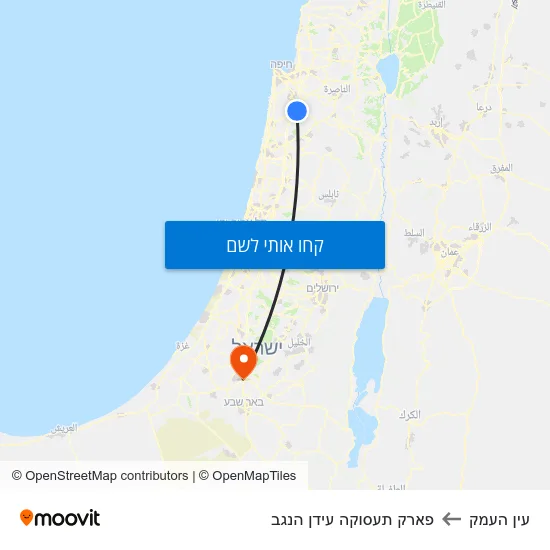 מפת עין העמק לפארק תעסוקה עידן הנגב