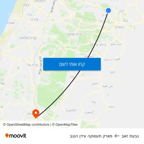 מפת גבעת זאב לפארק תעסוקה עידן הנגב