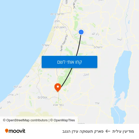 מפת מודיעין עילית לפארק תעסוקה עידן הנגב