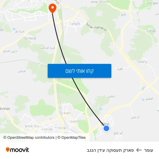 מפת עומר לפארק תעסוקה עידן הנגב