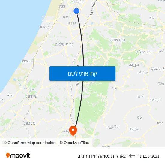 מפת גבעת ברנר לפארק תעסוקה עידן הנגב
