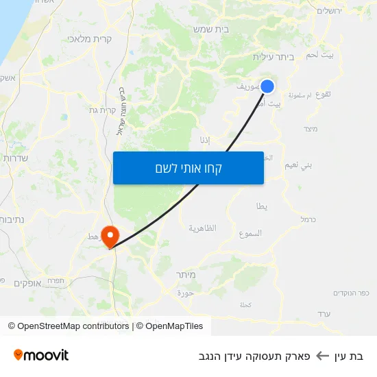 מפת בת עין לפארק תעסוקה עידן הנגב