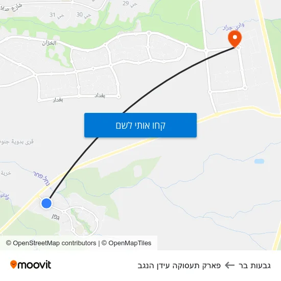 מפת גבעות בר לפארק תעסוקה עידן הנגב