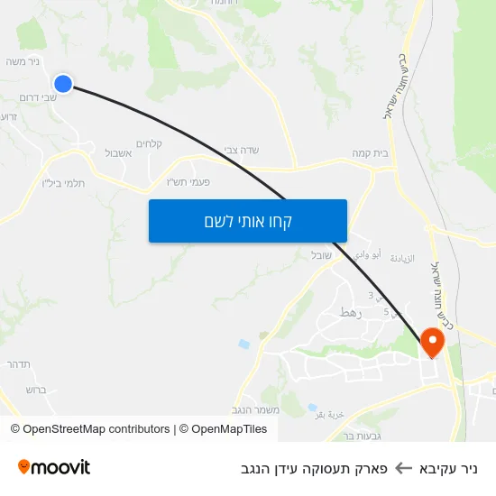 מפת ניר עקיבא לפארק תעסוקה עידן הנגב