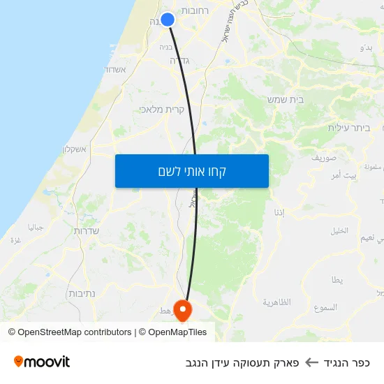 מפת כפר הנגיד לפארק תעסוקה עידן הנגב