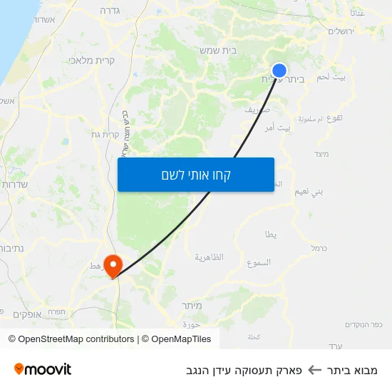 מפת מבוא ביתר לפארק תעסוקה עידן הנגב