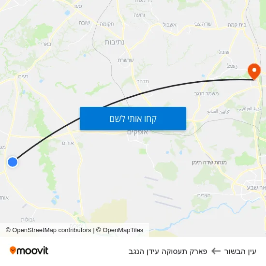 מפת עין הבשור לפארק תעסוקה עידן הנגב