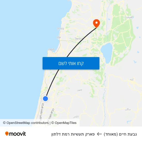 מפת גבעת חיים (מאוחד) לפארק תעשיות רמת דלתון