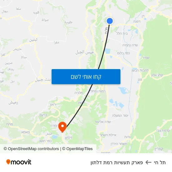 מפת תל חי לפארק תעשיות רמת דלתון