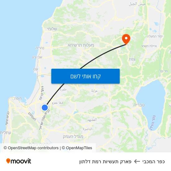 מפת כפר המכבי לפארק תעשיות רמת דלתון