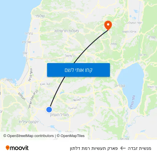מפת מנשית זבדה לפארק תעשיות רמת דלתון