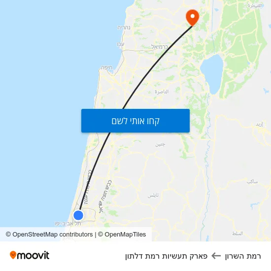 מפת רמת השרון לפארק תעשיות רמת דלתון