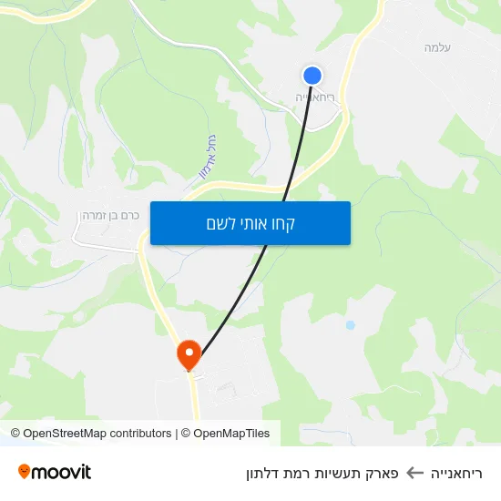 מפת ריחאנייה לפארק תעשיות רמת דלתון