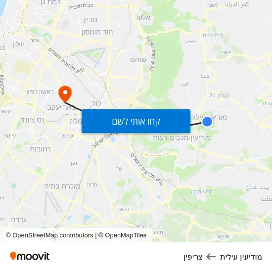 מפת מודיעין עילית לצריפין