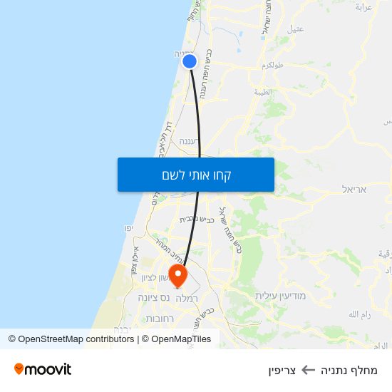 מפת מחלף נתניה לצריפין
