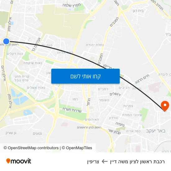 מפת רכבת ראשון לציון משה דיין לצריפין