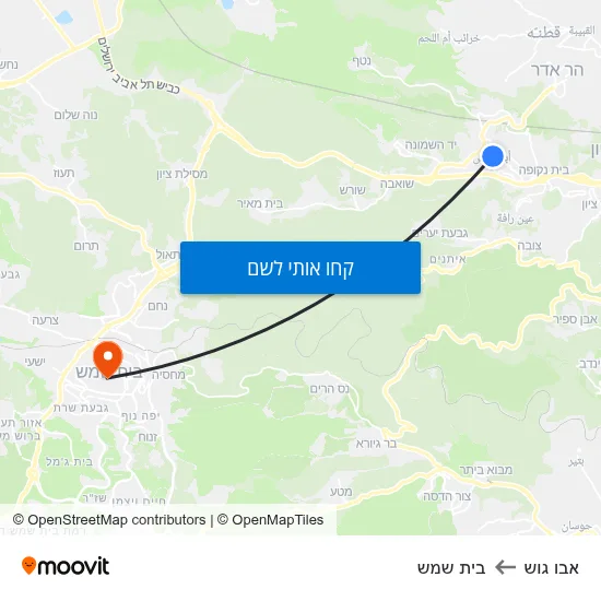 מפת אבו גוש לבית שמש