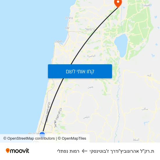 מפת ת.רק''ל אהרונוביץ'/דרך ז'בוטינסקי לרמות נפתלי