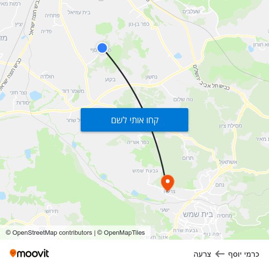 מפת כרמי יוסף לצרעה