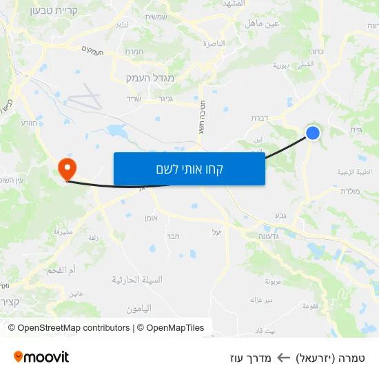 מפת טמרה (יזרעאל) למדרך עוז