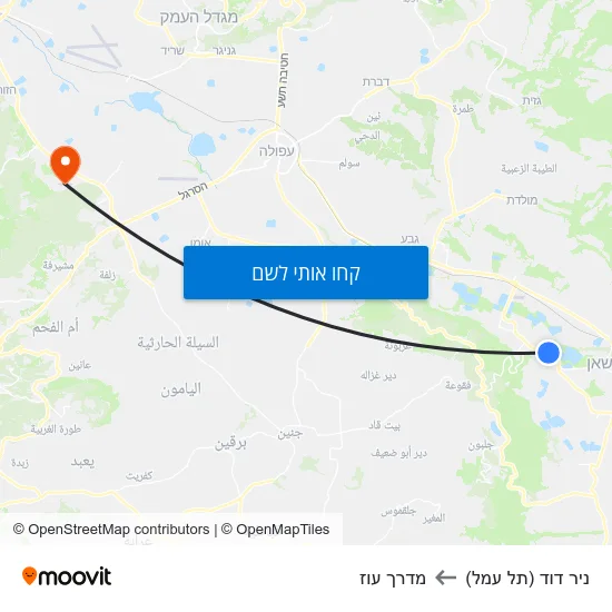 מפת ניר דוד (תל עמל) למדרך עוז