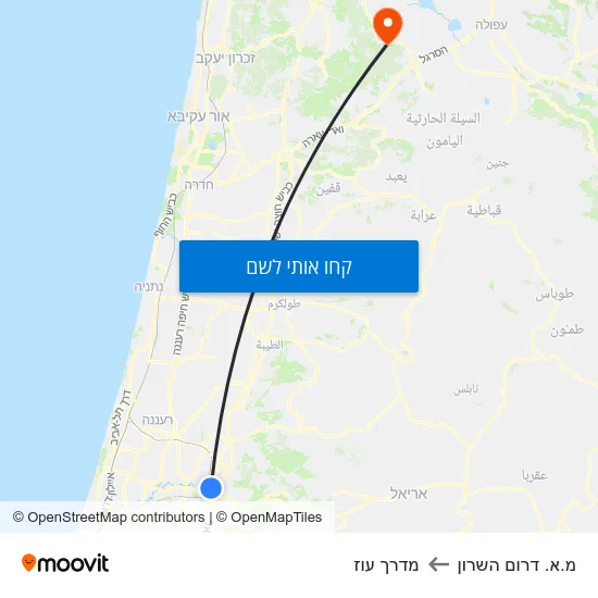 מפת מ.א. דרום השרון למדרך עוז