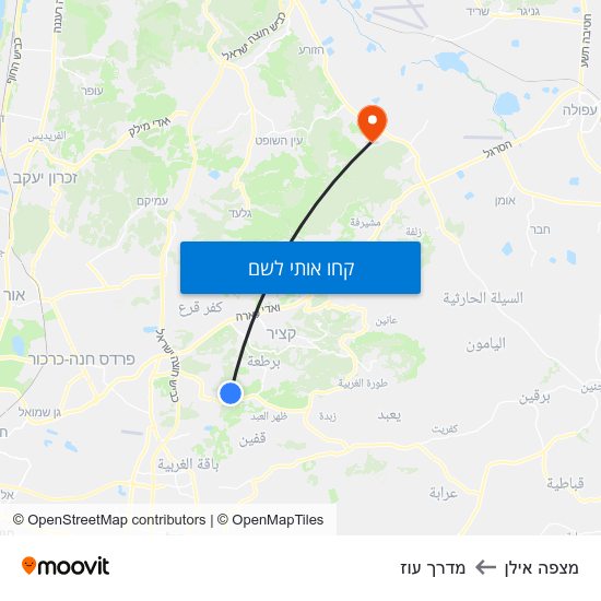 מפת מצפה אילן למדרך עוז