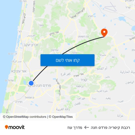 מפת רכבת קיסריה פרדס חנה למדרך עוז