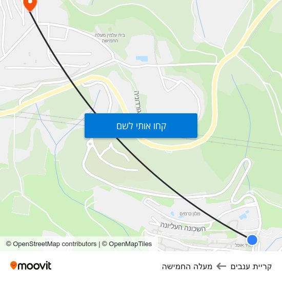 מפת קריית ענבים למעלה החמישה