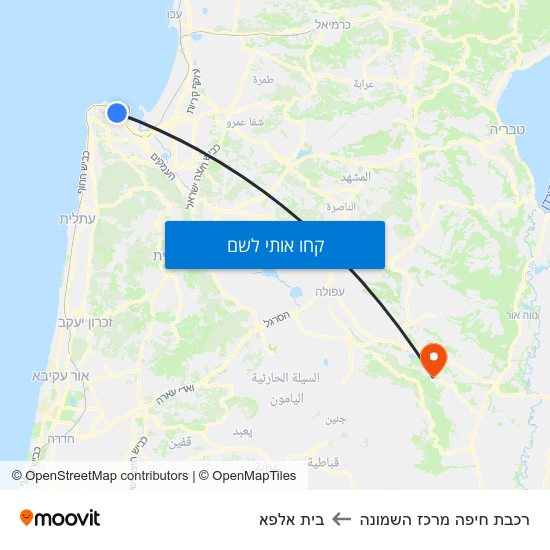 מפת רכבת חיפה מרכז השמונה לבית אלפא