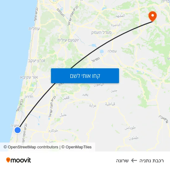 מפת רכבת נתניה לשרונה