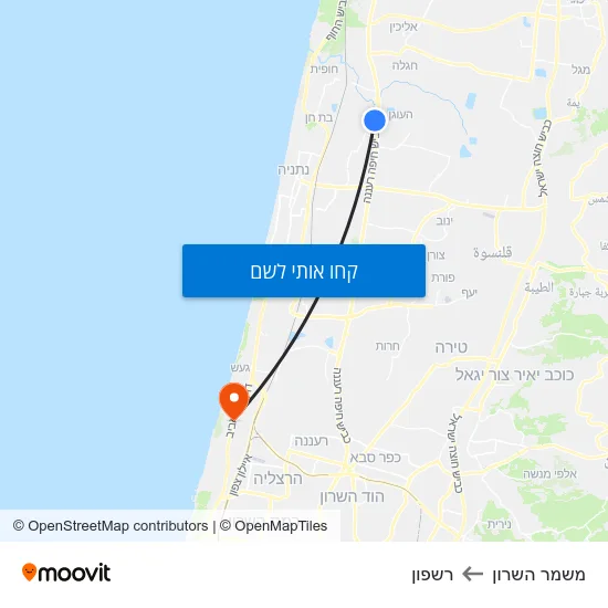מפת משמר השרון לרשפון