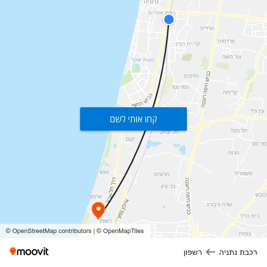 מפת רכבת נתניה לרשפון