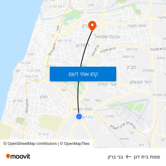 מפת צומת בית דגן לבני ברק