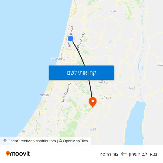 מפת מ.א. לב השרון לצור הדסה